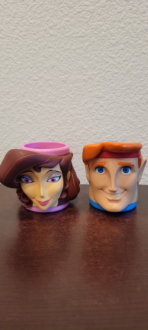 Vintage Lot Set Of 2 Disney Hercules Meg Mug 3D Head Face Cup Applause